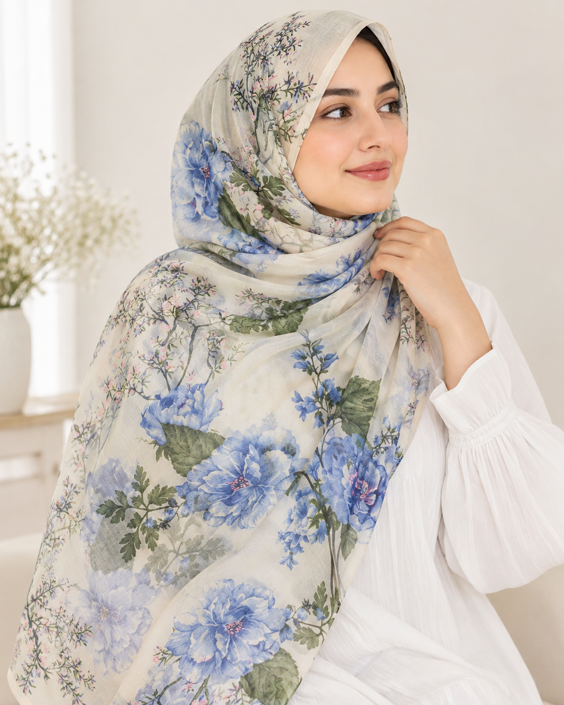 Maple Lawn Printed Hijabs - Blue