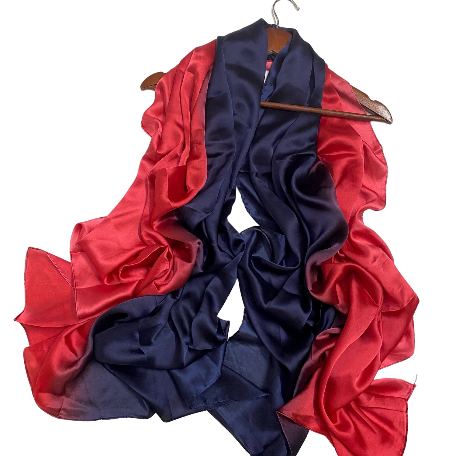 Twilight Silk Hijab - Navy & Dull Red