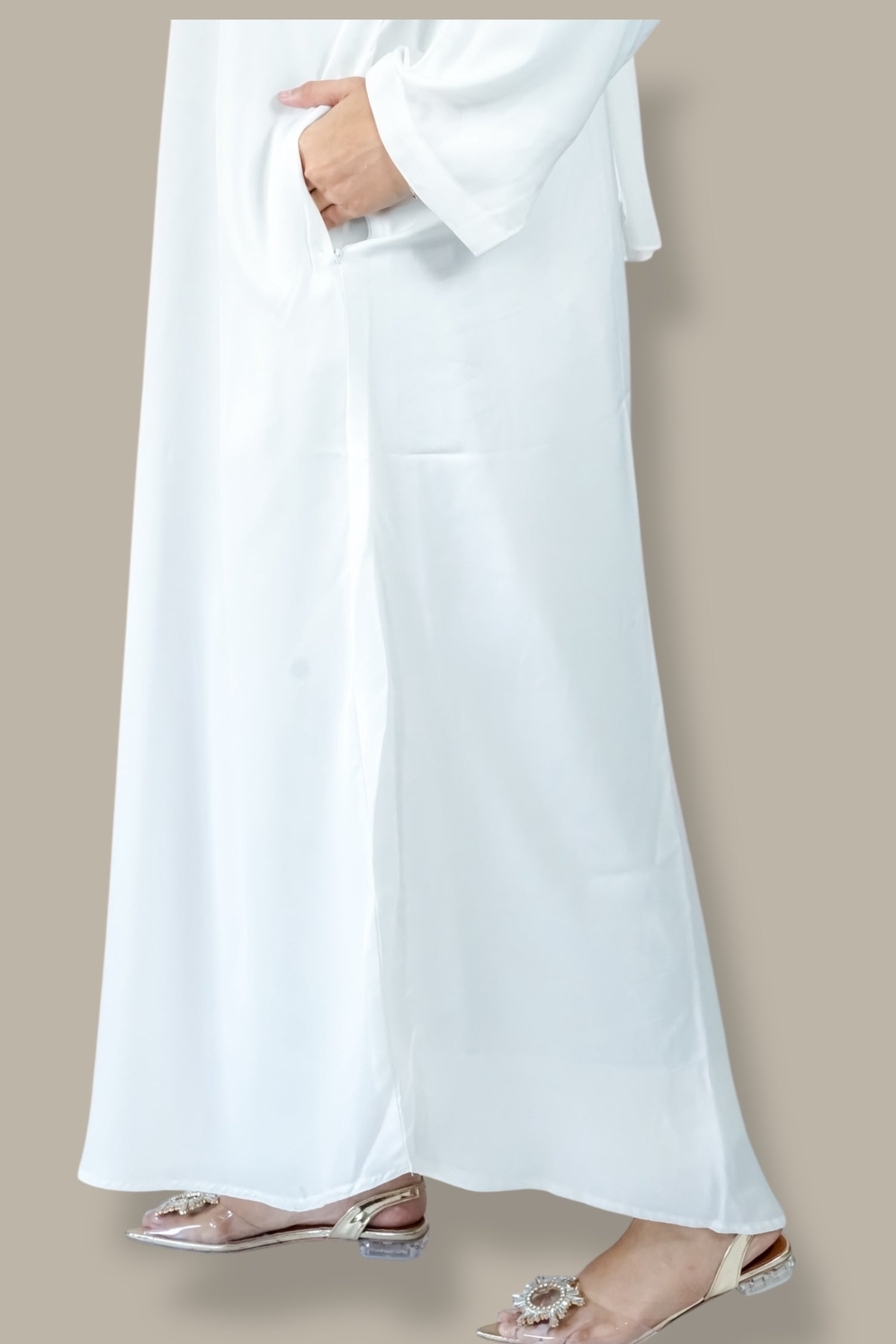 Mirage Abaya - Pearl White (Front Open)