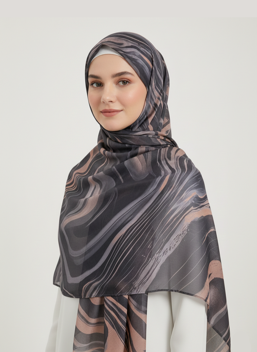 Day Dream Printed Hijab with a delicate floral pattern in shades of pink and green.