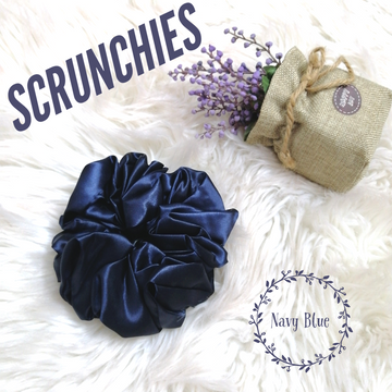 Silk Scrunchies - Navy Blue