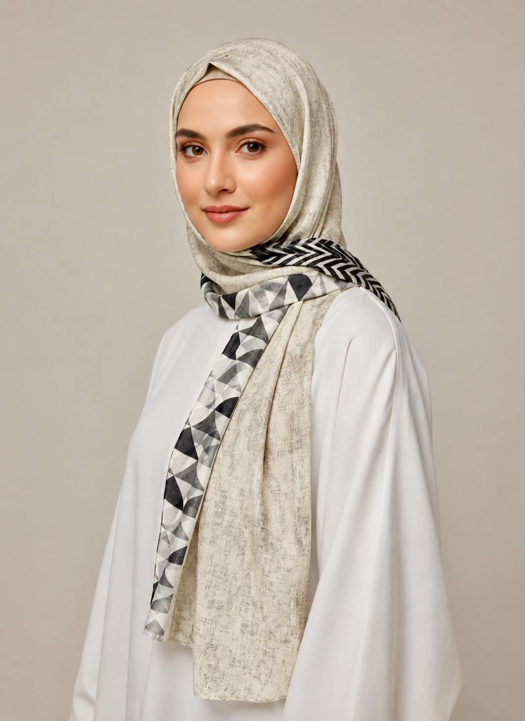 Nyra Printed Hijabs - Grey