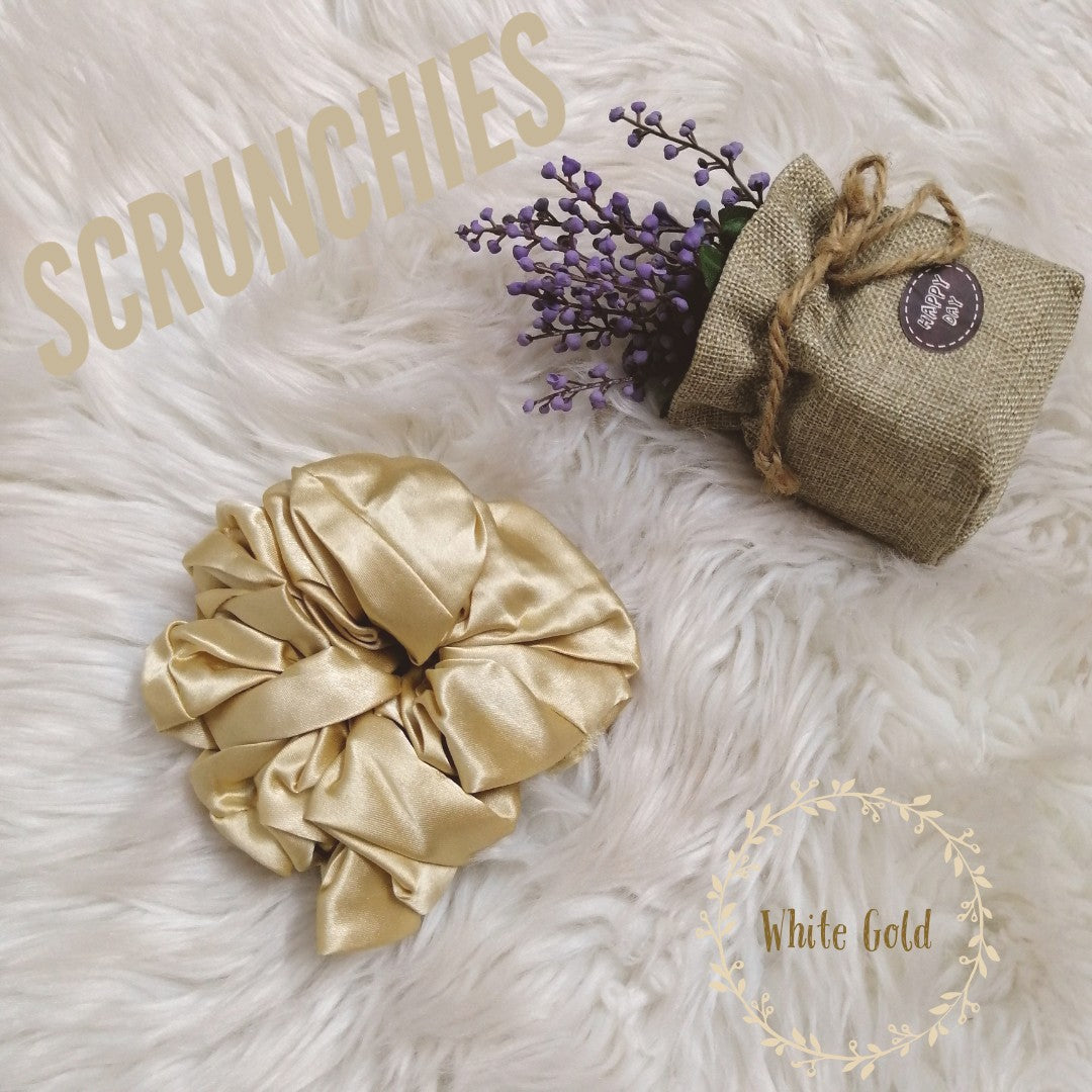 Silk Scrunchies - White Gold
