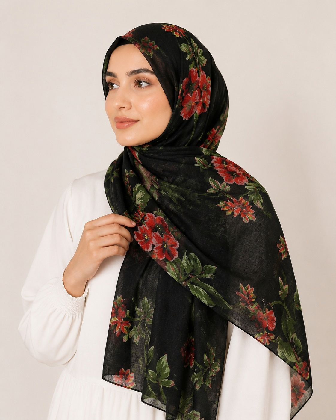 Meher Lawn Printed Hijabs - Black