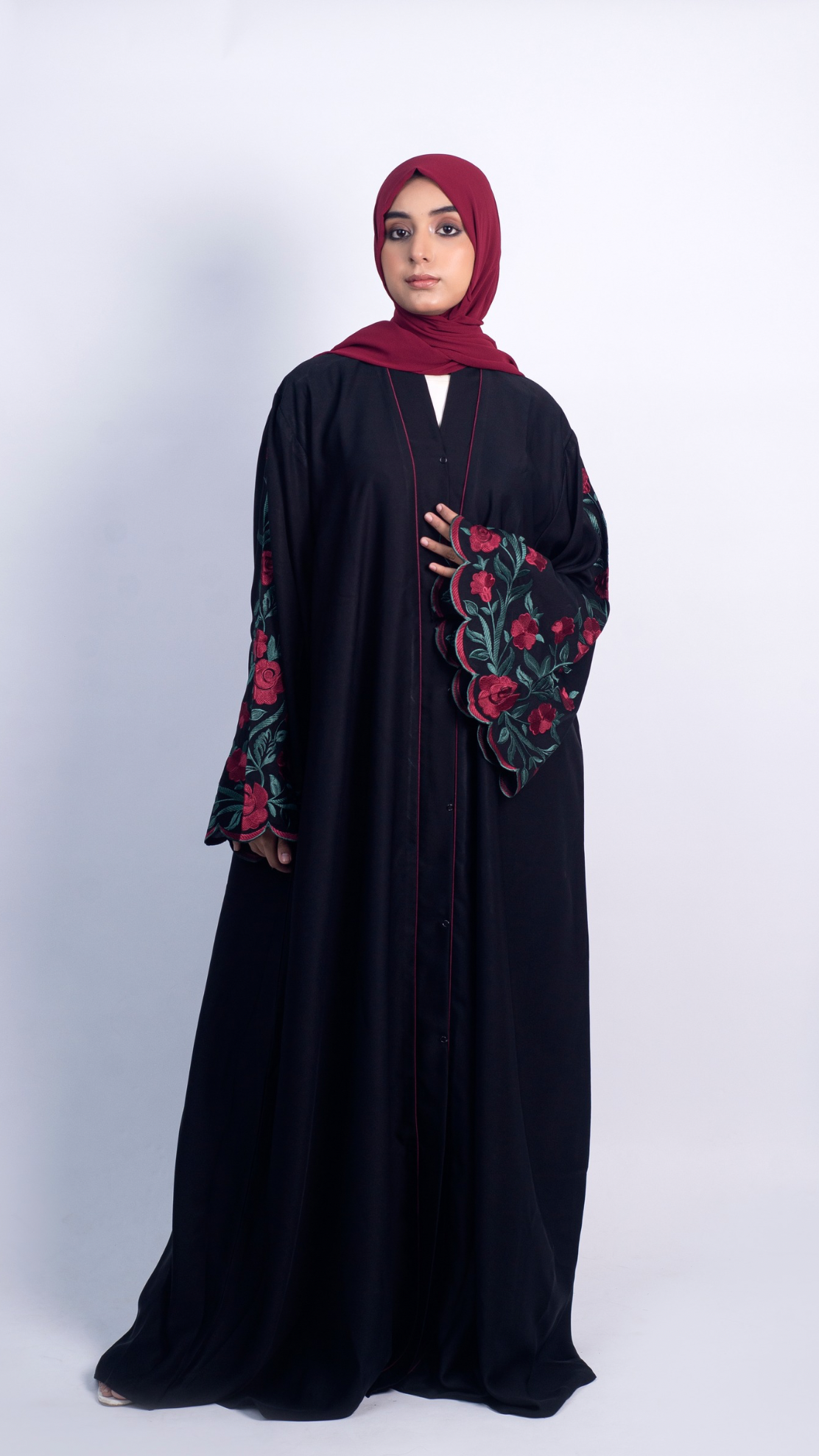 Meadows Abaya Black Series (Maroon) With Free Delivery