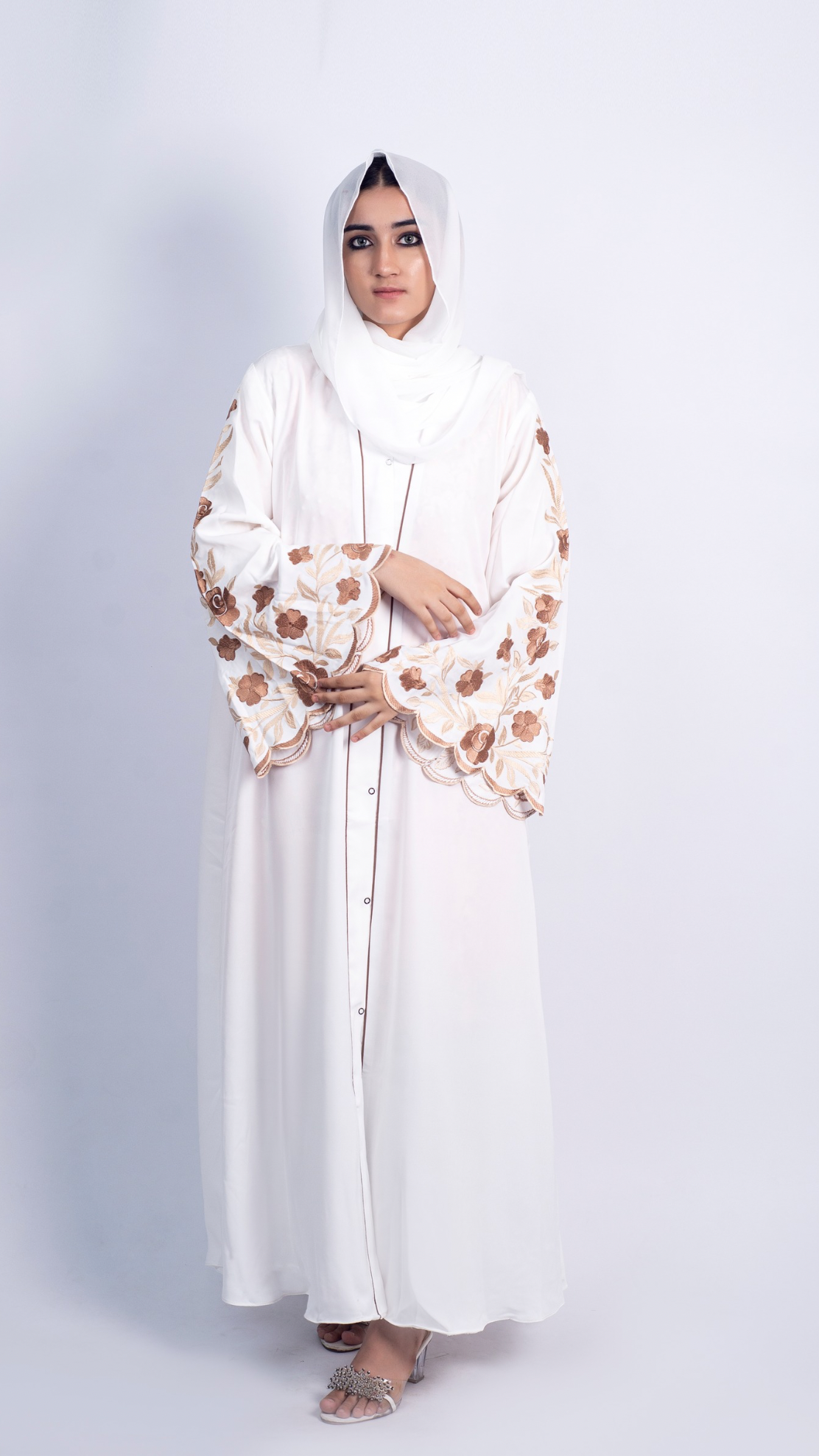 Meadows Abaya White Series (Golden) With Free Delivery