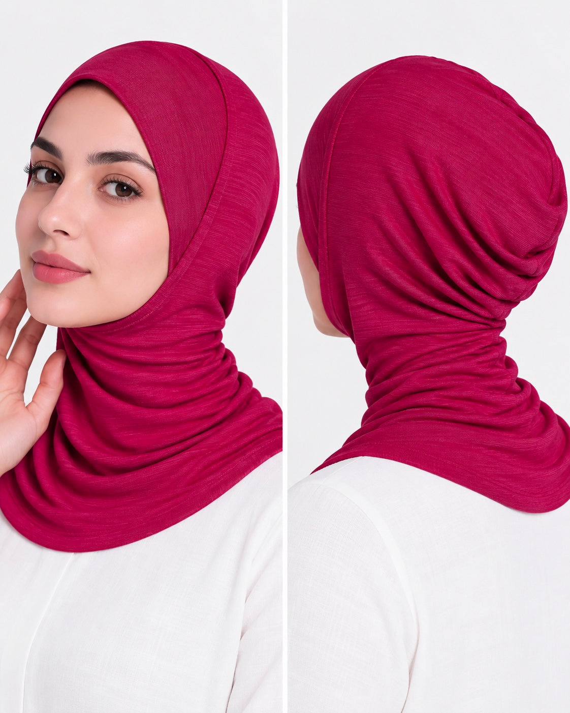 Neck Cover Hijab Cap - Hot pink