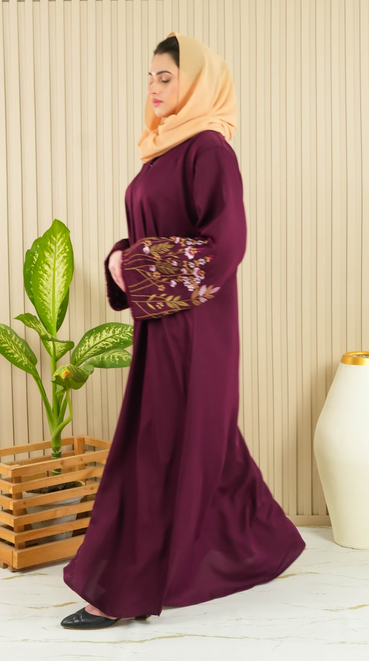 Florina Signature Abaya - Plum (With Free Delivery)