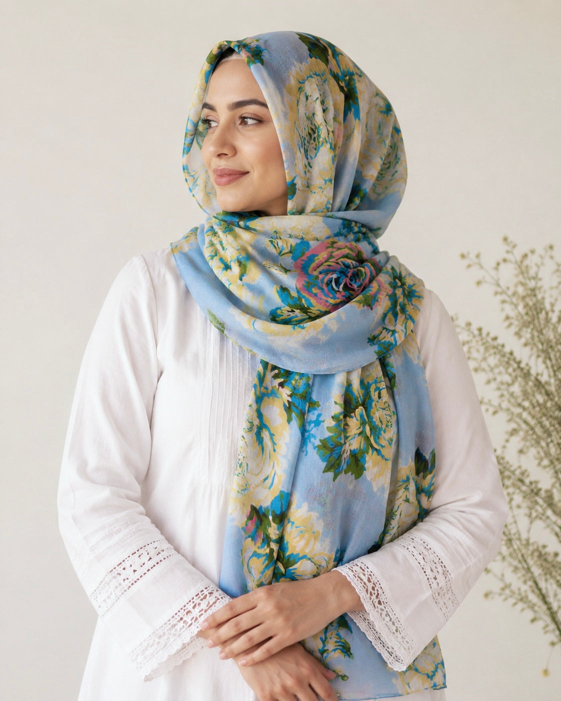 Roselle Lawn Printed Hijabs - Periwinkle