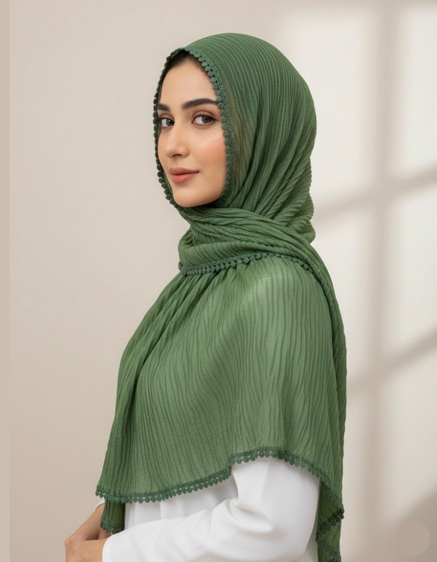 Rawaa Pleated Hijabs – Sage Green
