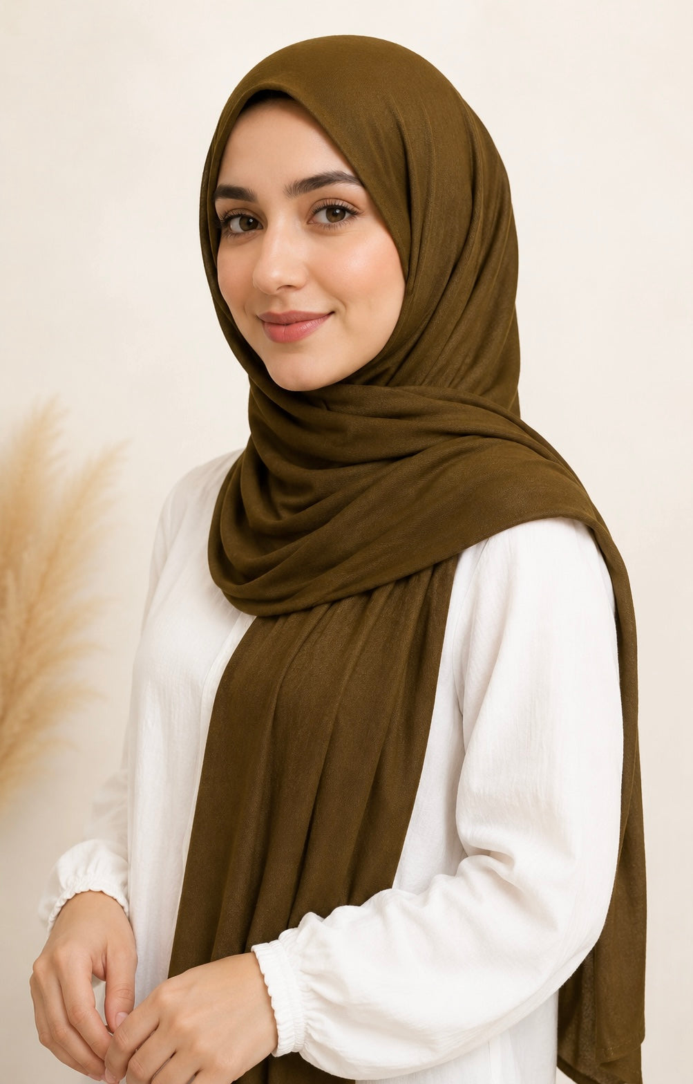 Premium Bamboo Jersey Hijab - Olive