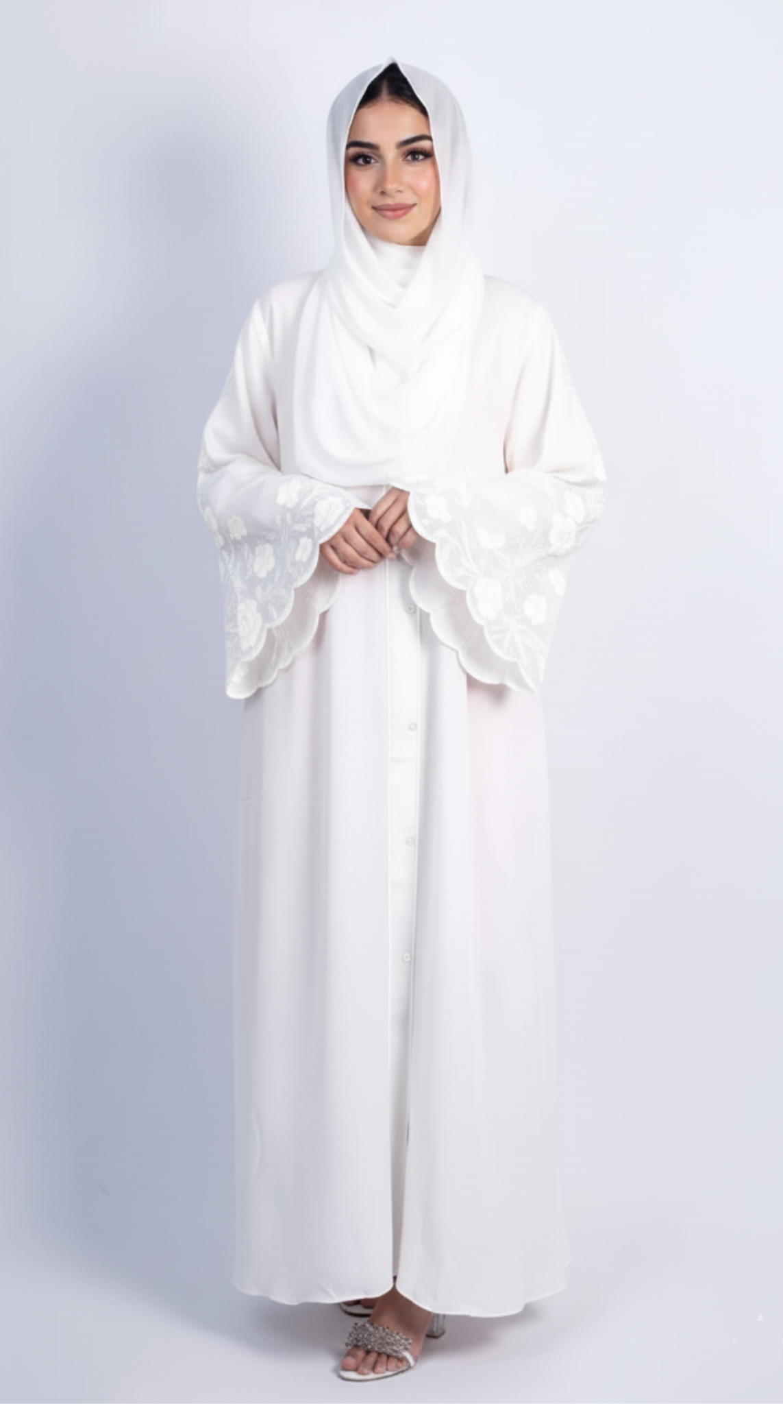 Meadows Abaya White Series (White) With Free Delivery