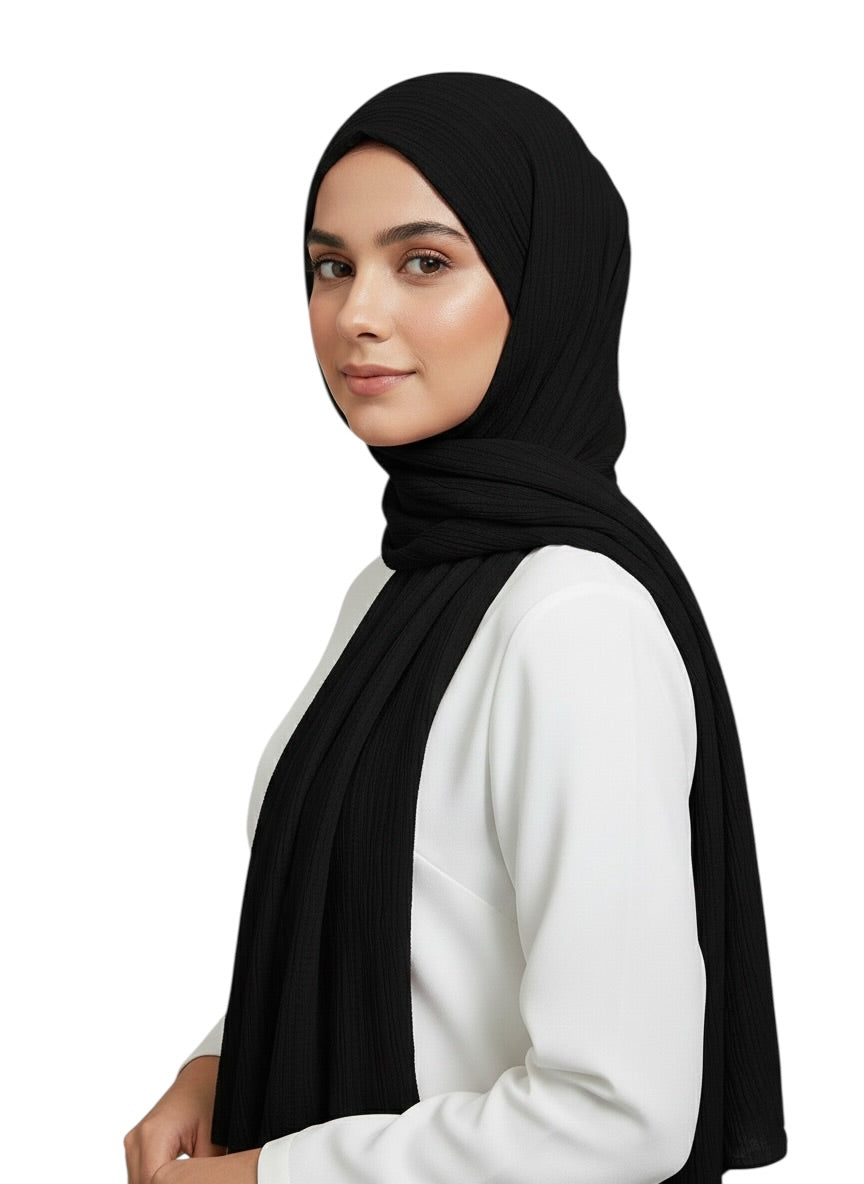 Georgette Crush Hijabs - Black