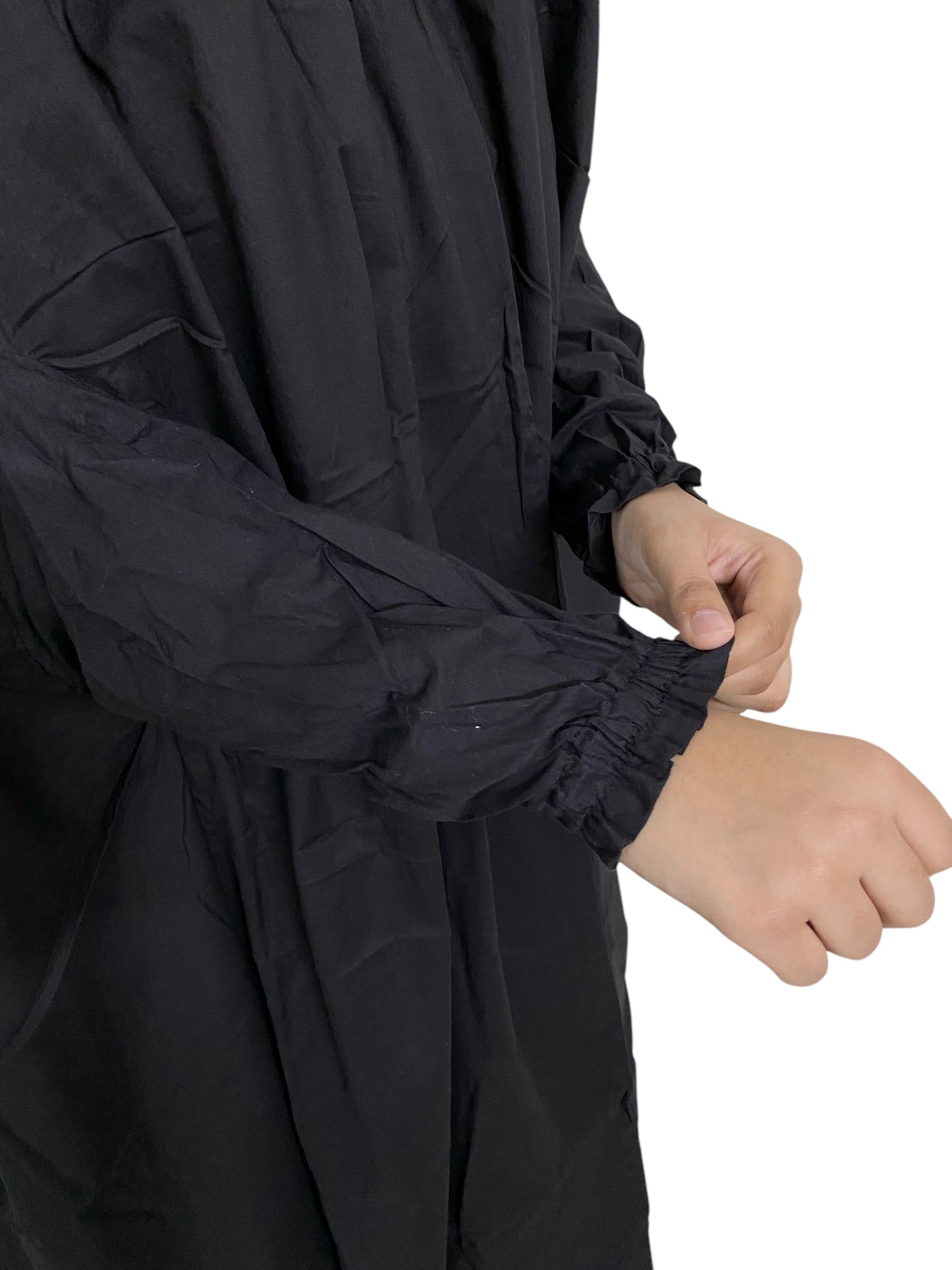 Premium Full Length Namaz Chadar With Sleeves- Black (Imported Fabric)