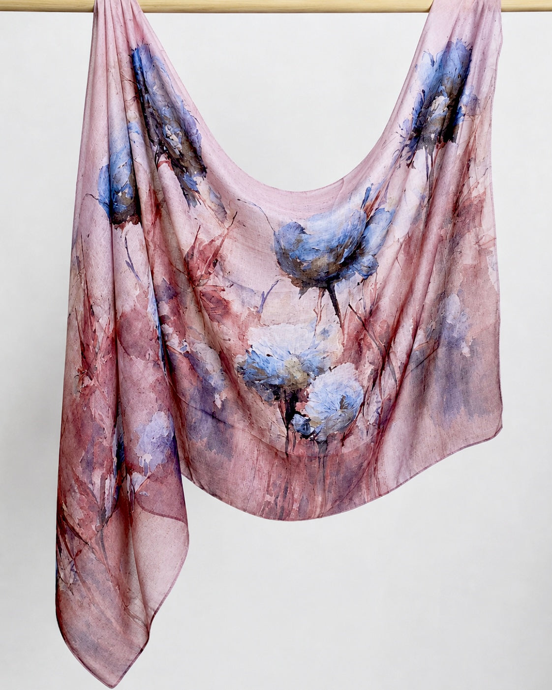 Bella Cotton Printed Hijab - Blush & Blue