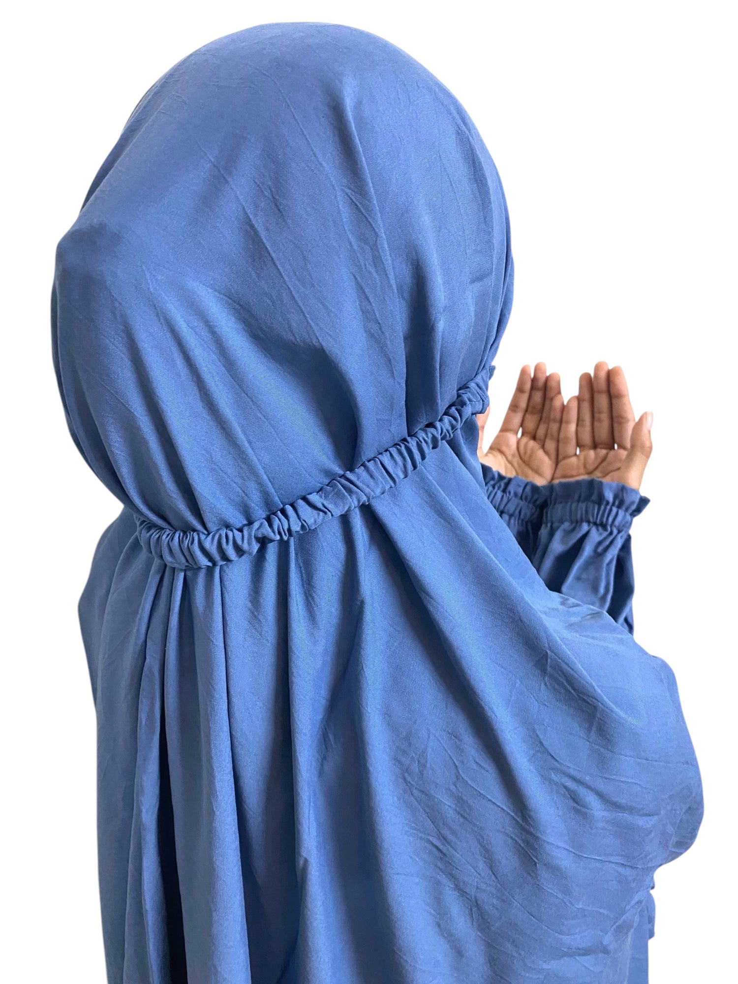 Premium Full Length Namaz Chadar With Sleeves - Denim (Imported Fabric)