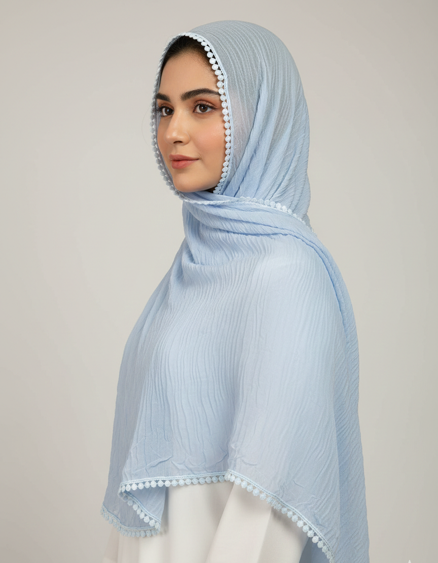 Rawaa Pleated Hijabs – Ice Blue