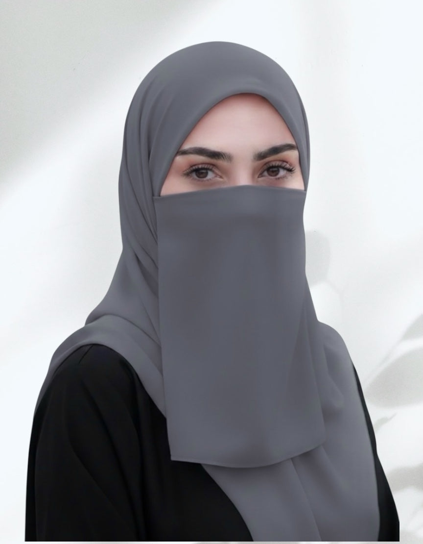 Matching Hijab & Niqab Sets - Ash Grey