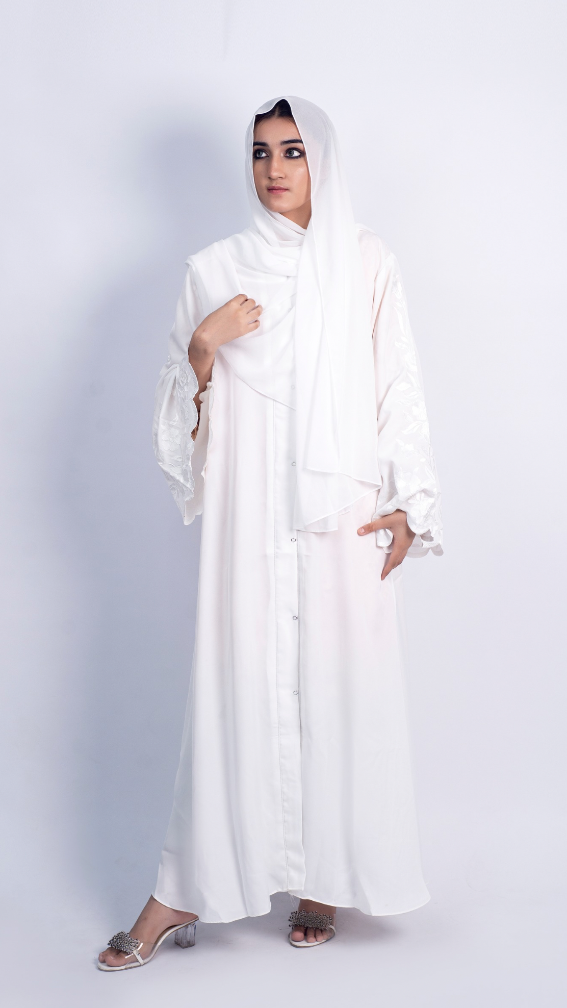 Meadows Abaya White Series (White) With Free Delivery