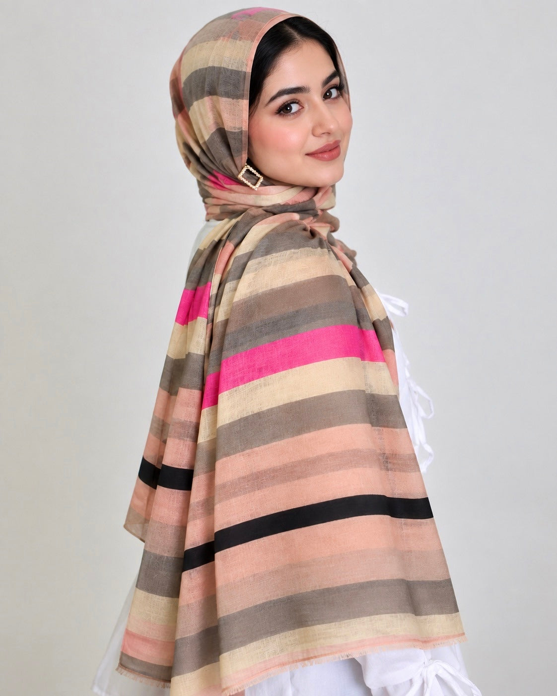 Meridian Printed Lawn Hijab - Teapink