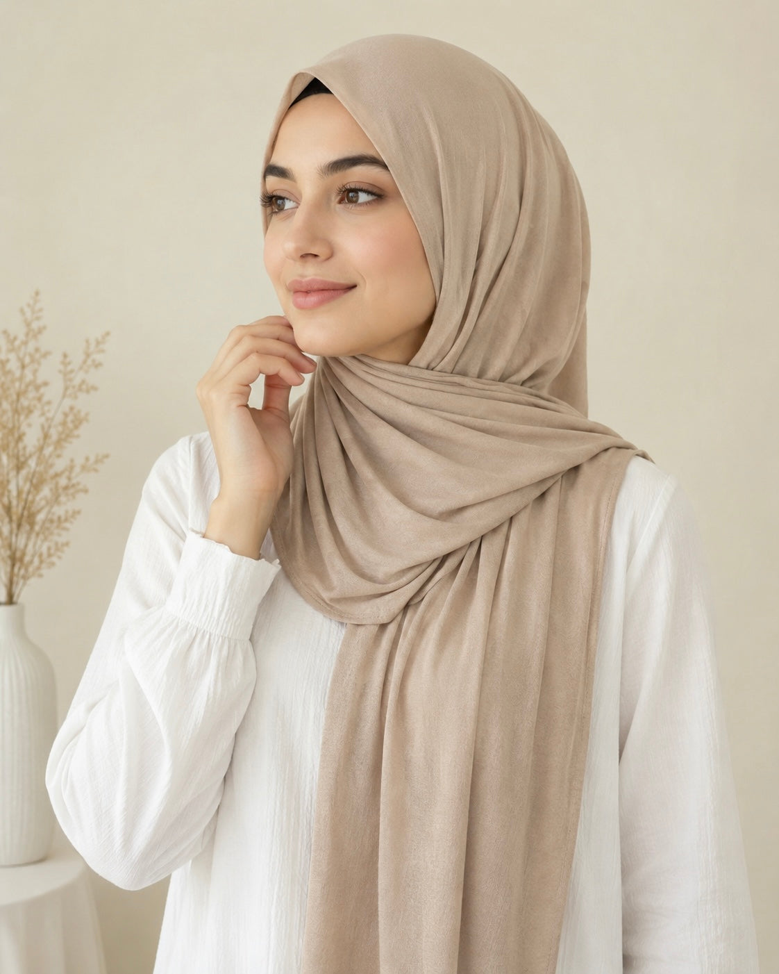 Premium Bamboo Jersey Hijab - Ivory