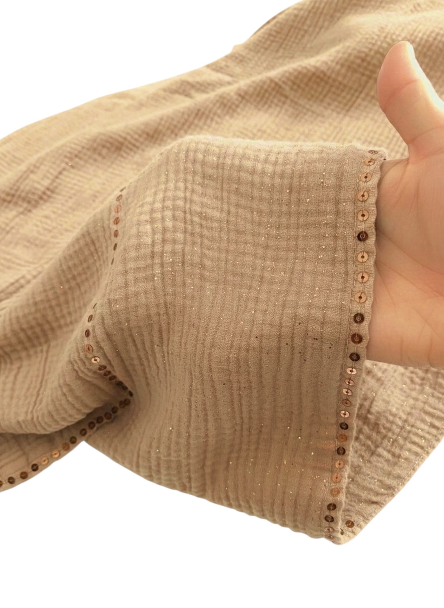 Ripple - Glitter Sequins Hijab XL Size - Beige