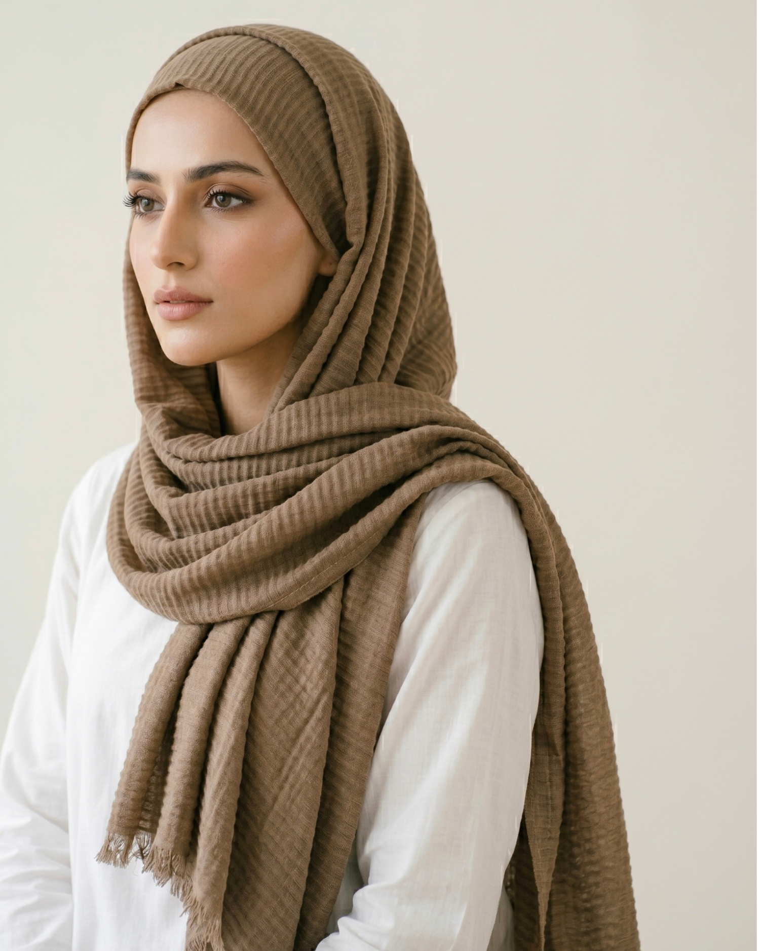 Ripple Pleated Hijab - Tortilla