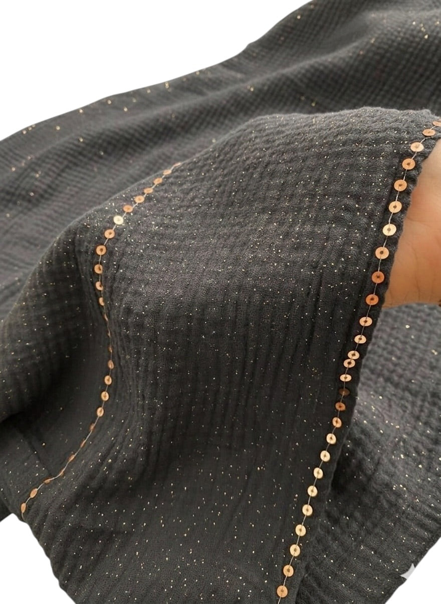 Ripple - Glitter Sequins Hijab XL Size - Smoke Grey