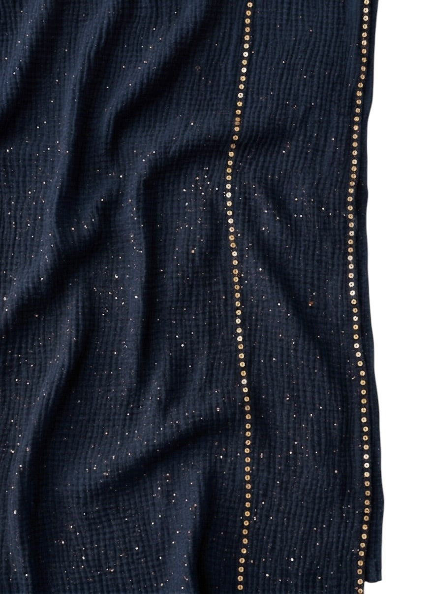 Ripple - Glitter Sequins Hijab XL Size - Navy Blue