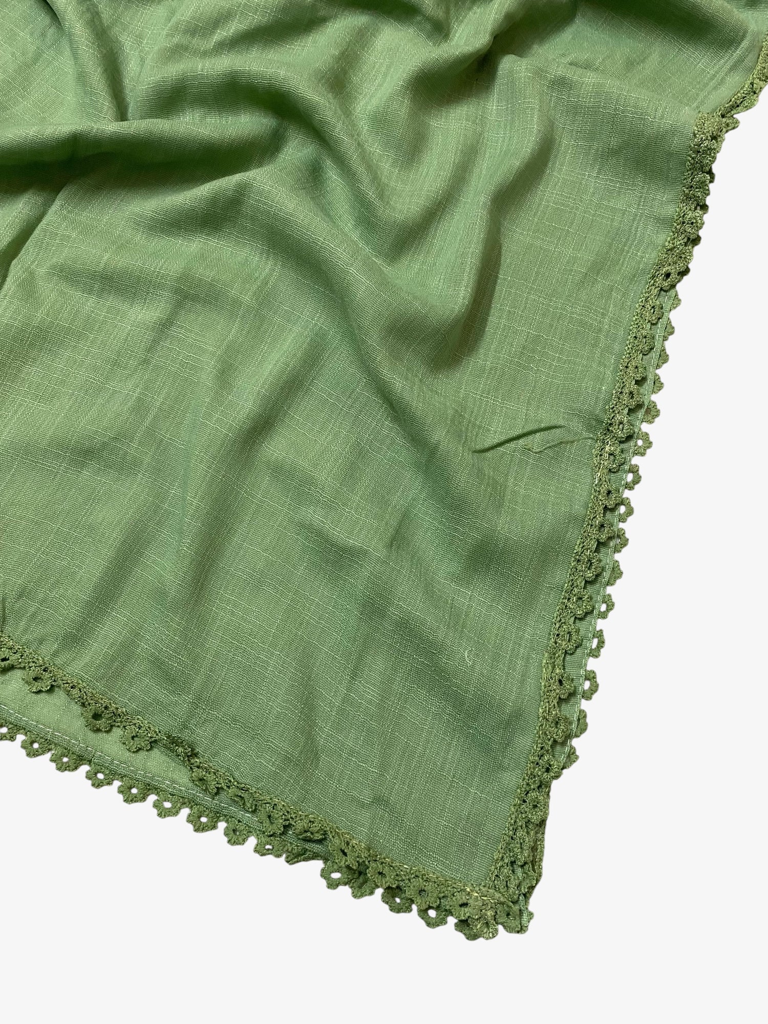 Expressions Turkish Lawn (Wider Width) Lace Hijab - Sage Green