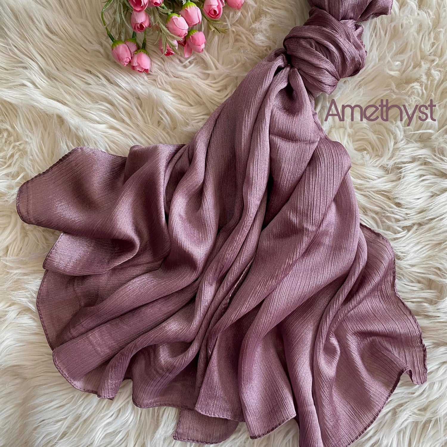 Metallics Crinkle Silk Hijab – Amethyst