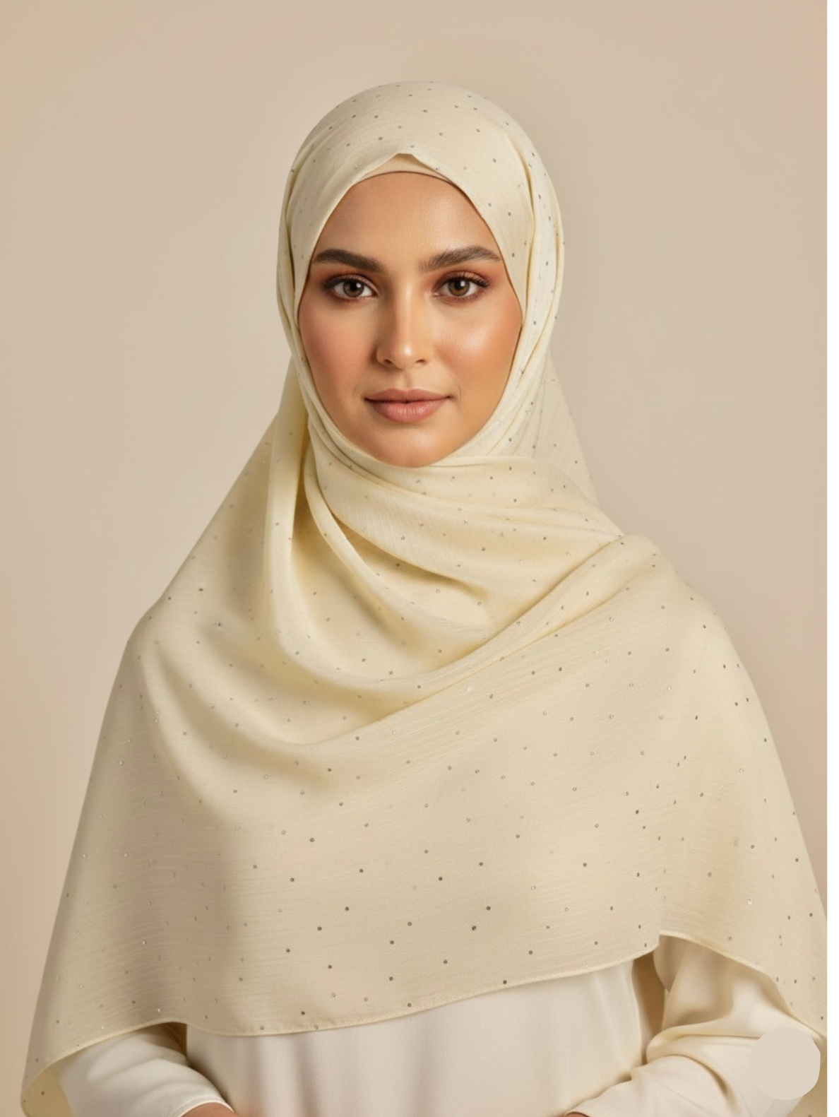 Luxe Crinkle Silk Hijab – Cream