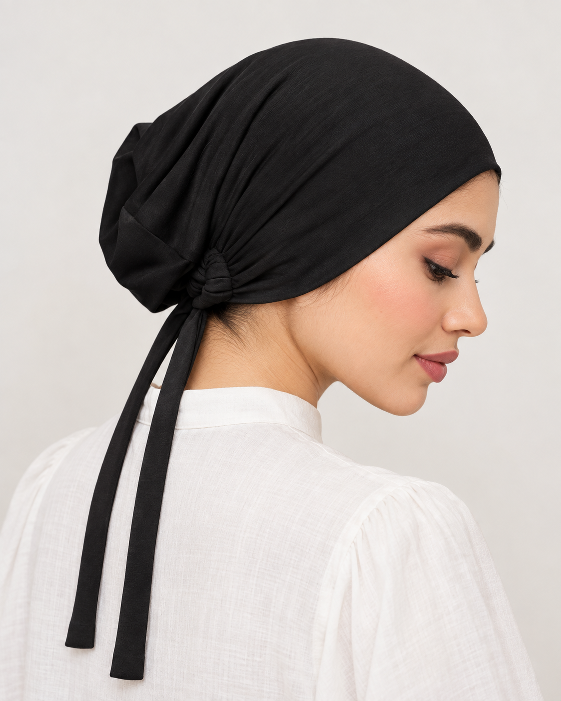 Imported Tie back Full Covered Hijab Cap – Black