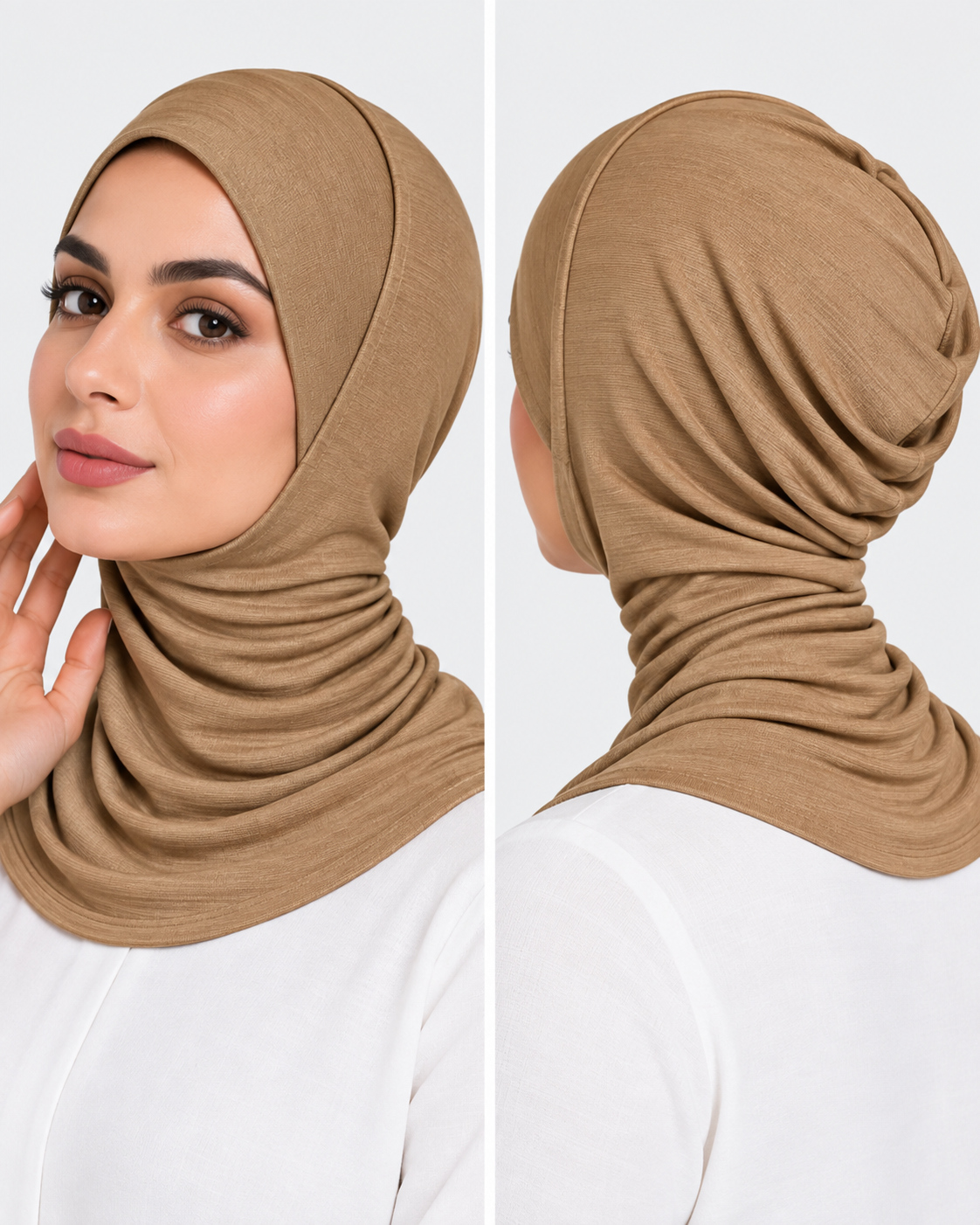 Neck Cover Hijab Cap - Camel