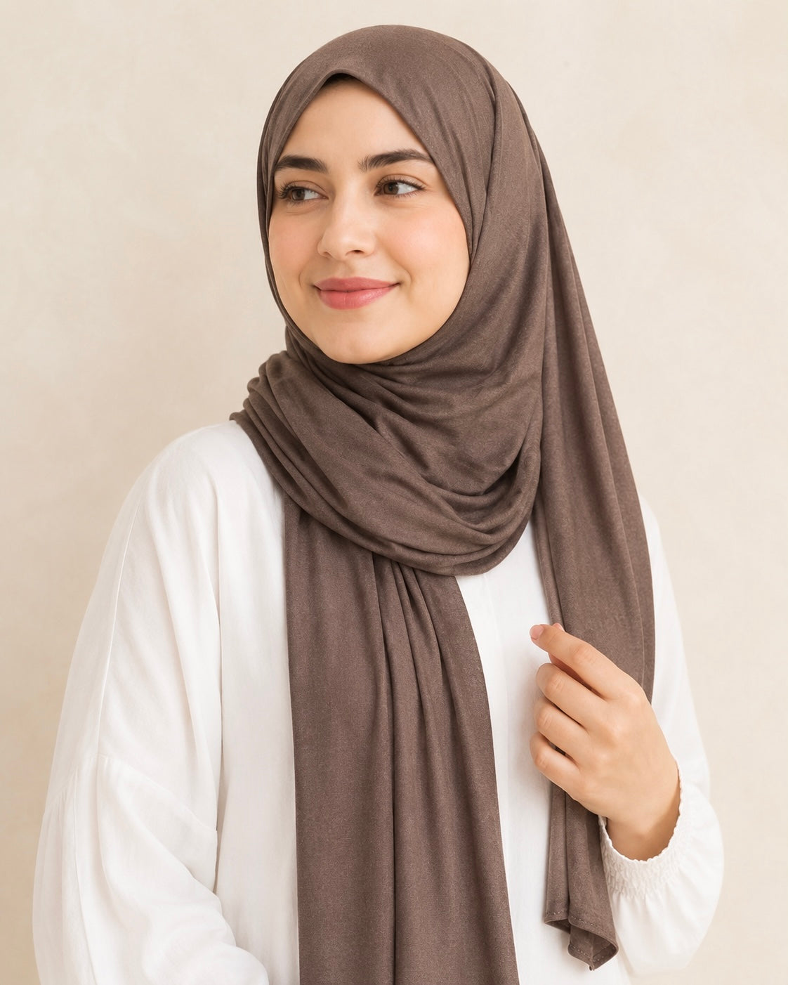 Premium Bamboo Jersey Hijab - Rose Brown