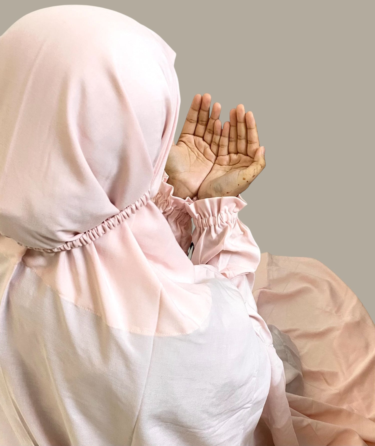 Premium Full Length Namaz Chadar With Sleeves - Nude Pink (Imported Fabric)