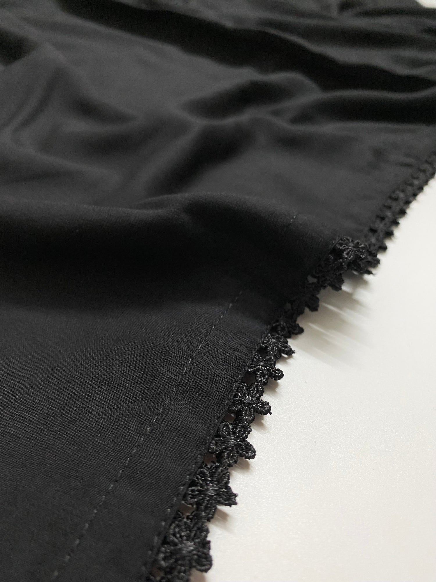 Premium Flat Plain Black Dupatta 10 (Imported Fabric)