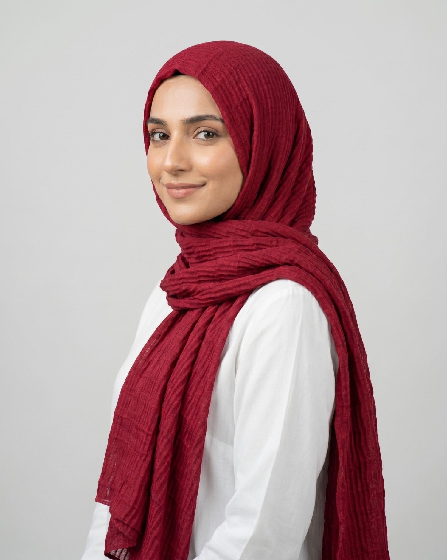 Ripple Pleated Hijab - Wine