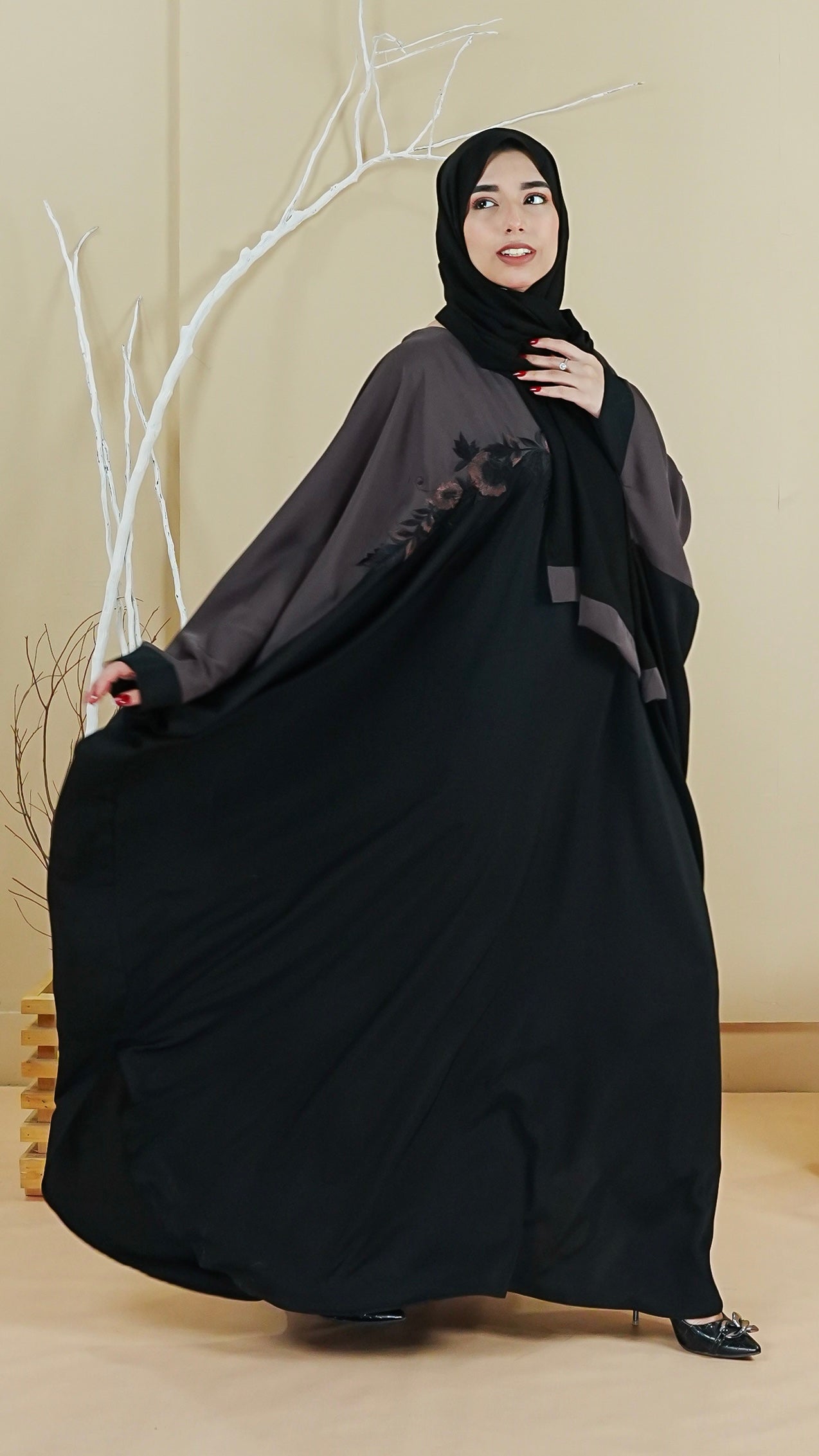Flora Abaya - Coffee (With Free Delivery)