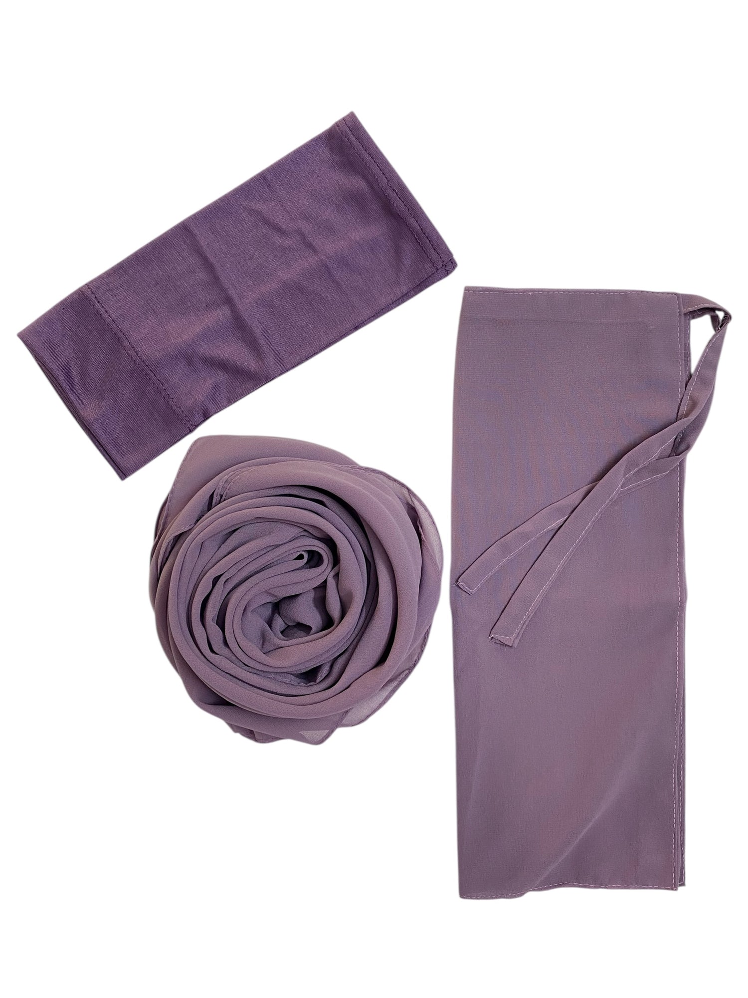 Matching Trio - Hijab, Niqab and Cap Set - Light Lavender