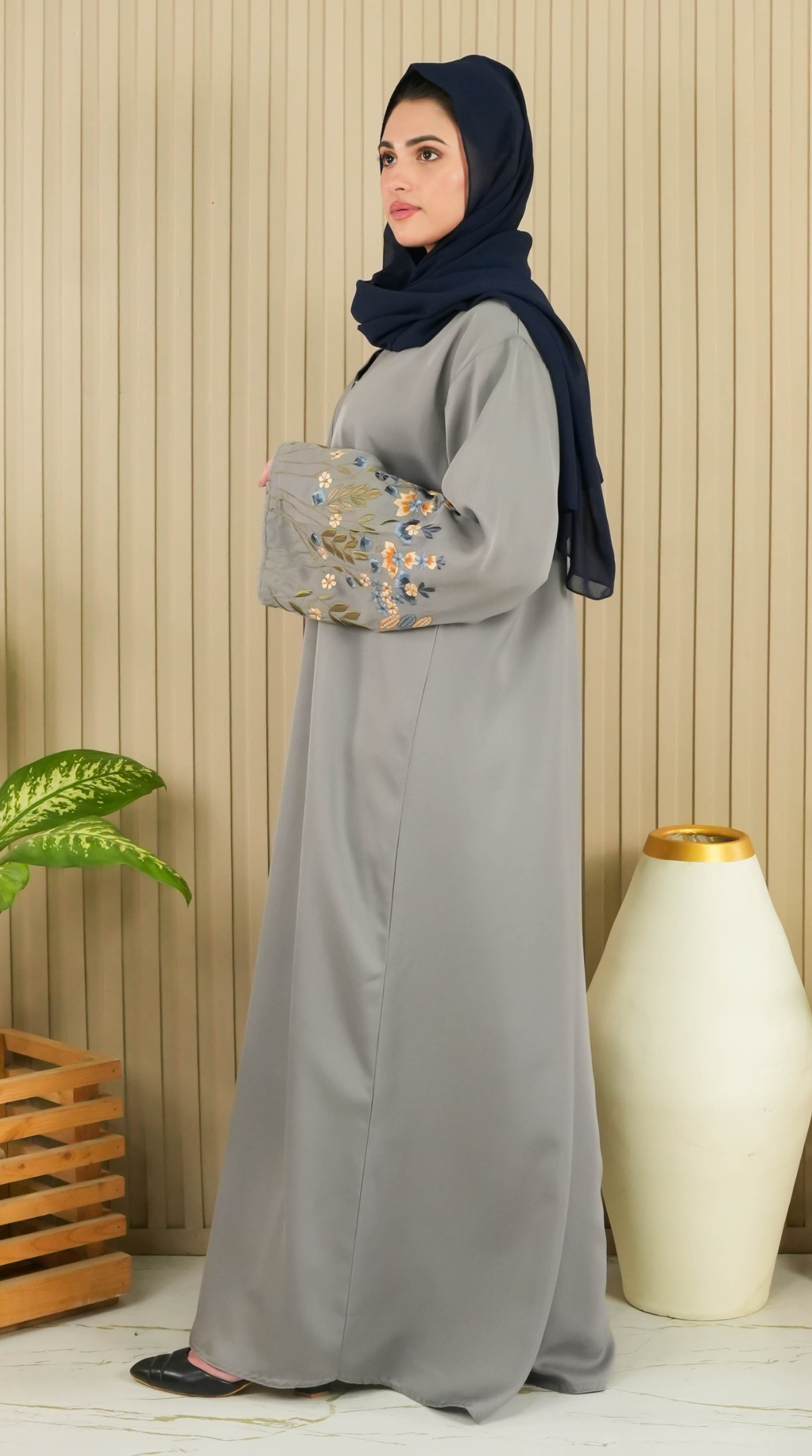 Florina Signature Abaya - Grey (With Free Delivery)