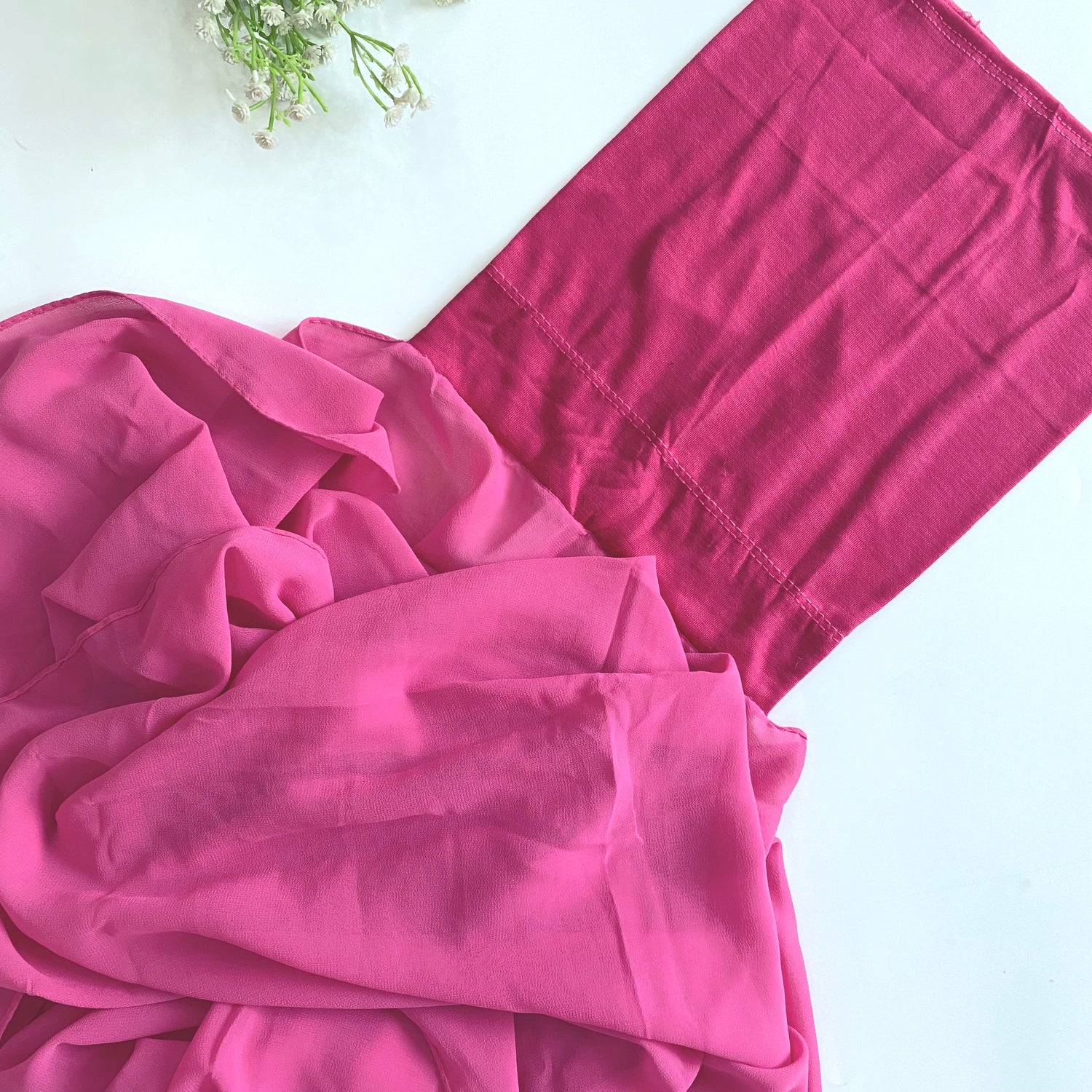 Georgette hijab with attach cap - Fuchsia