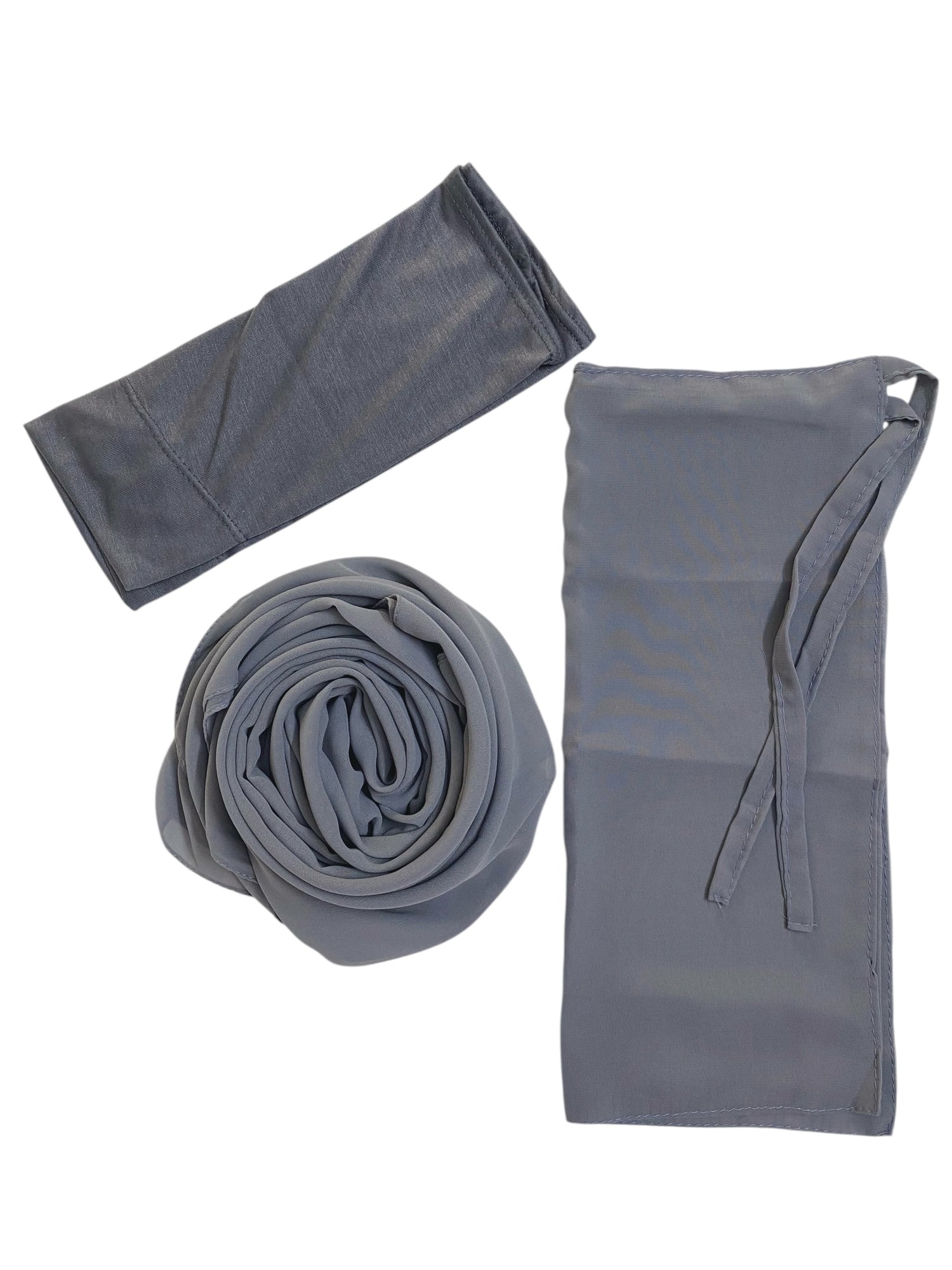Matching Trio - Hijab, Niqab and Cap Set - Ash Grey
