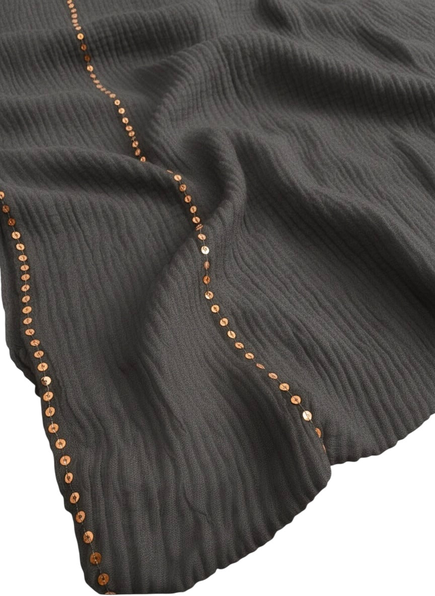 Ripple Sequins Hijab XL Size - Smoke Grey