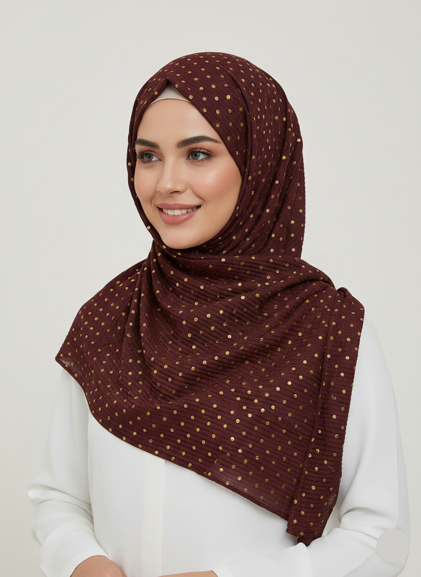 Dapples – Deep Maroon: A close-up of a textured, deep maroon fabric with subtle variations in color.