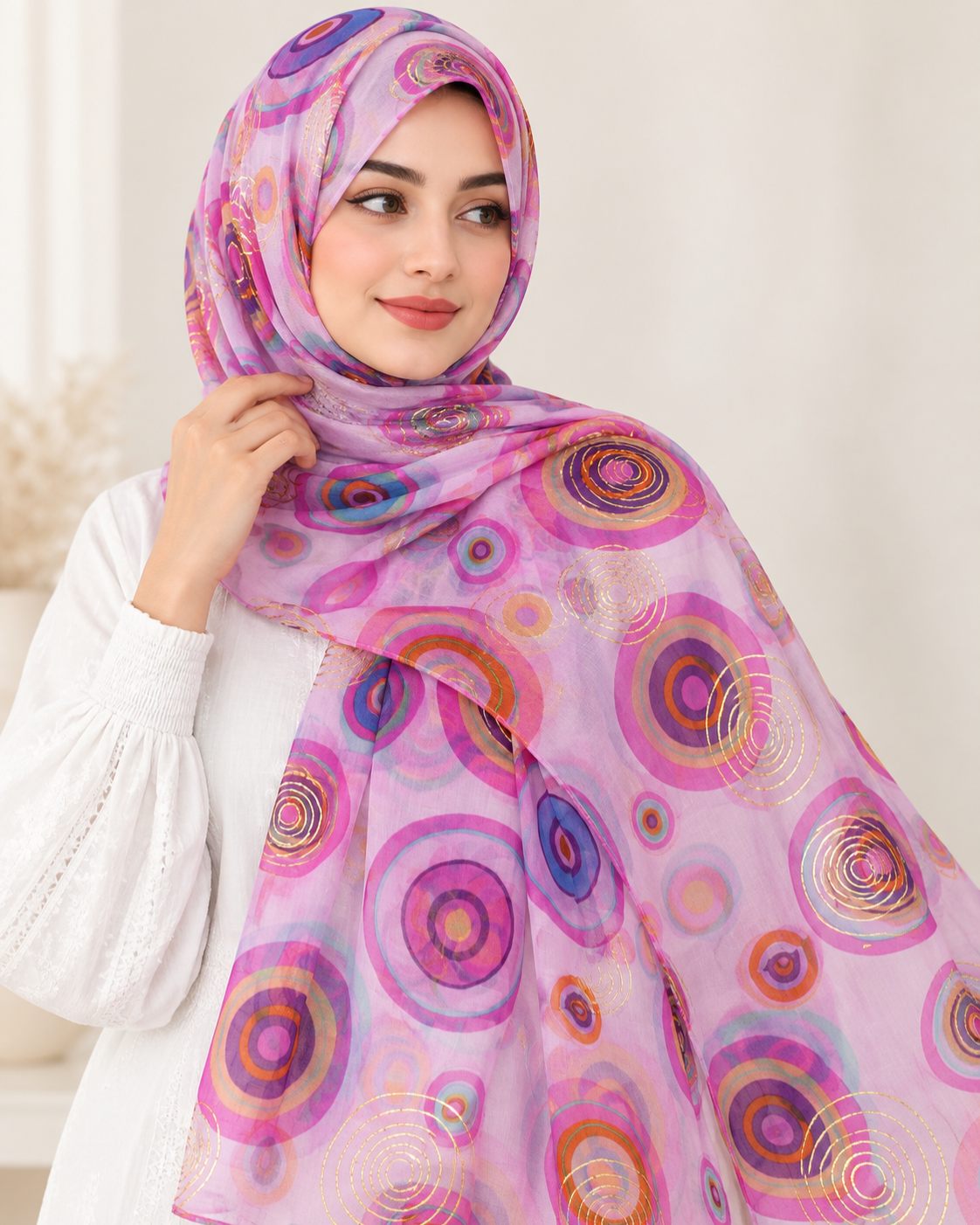 Mandala Lawn Foil Printed Hijab