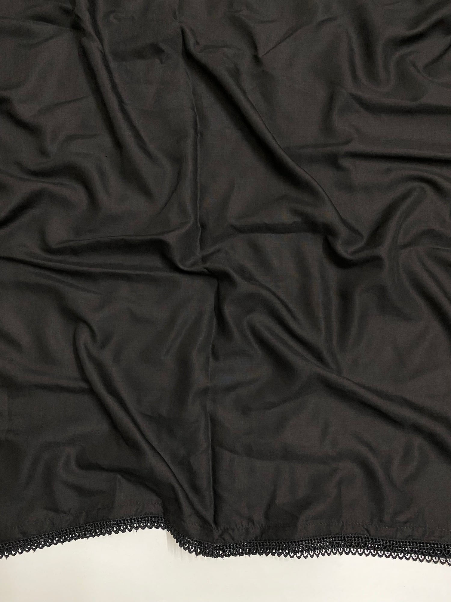 Premium Flat Plain Black Dupatta 9 (Imported Fabric)