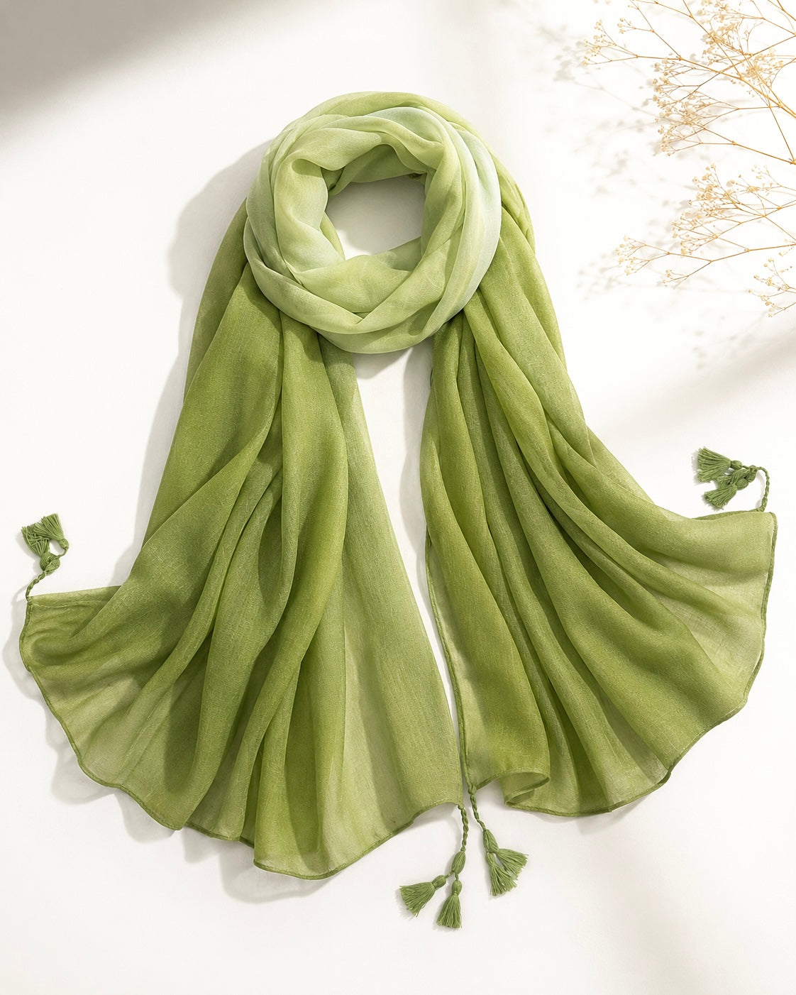 Ombre Tassels Hijab - Matcha