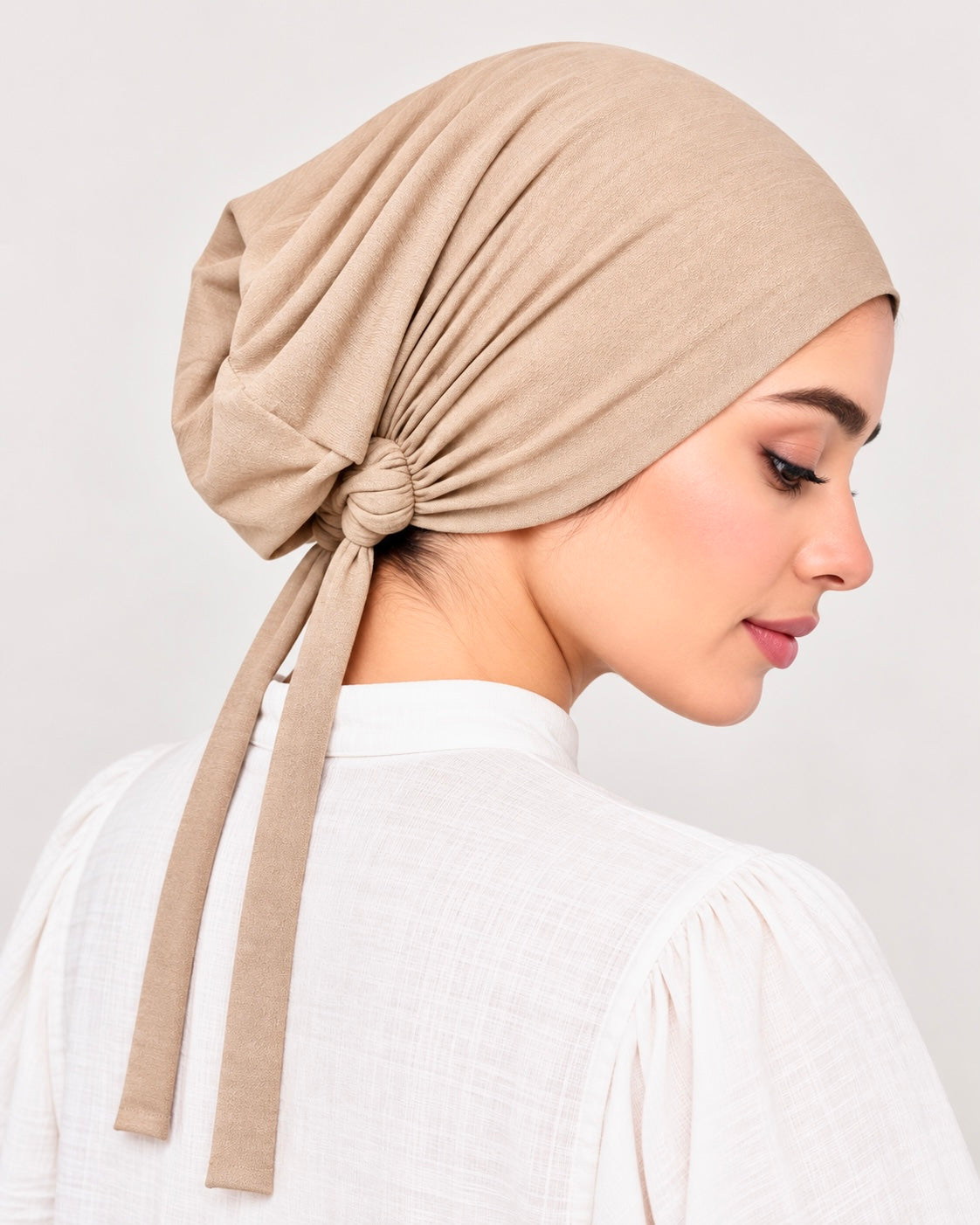 Imported Tie back Full Covered Hijab Cap – Ivory