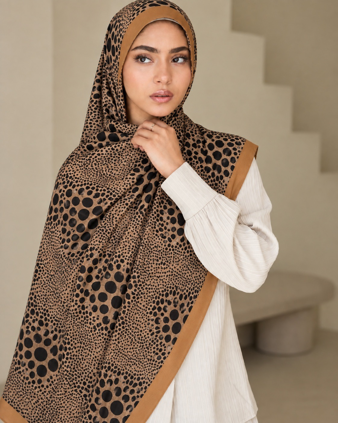 Sable Printed Lawn Hijab - Sand